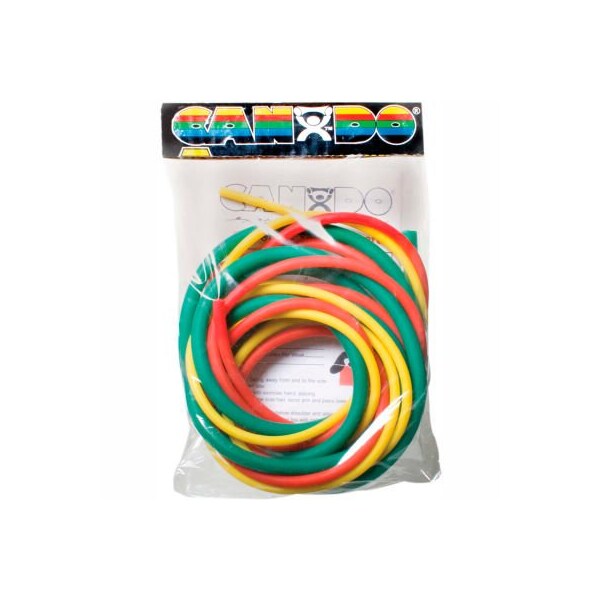 CanDo Low Powder Exercise Tubing PEP Pack, 6' Tubing, Easy -Yellow, Red, Green)